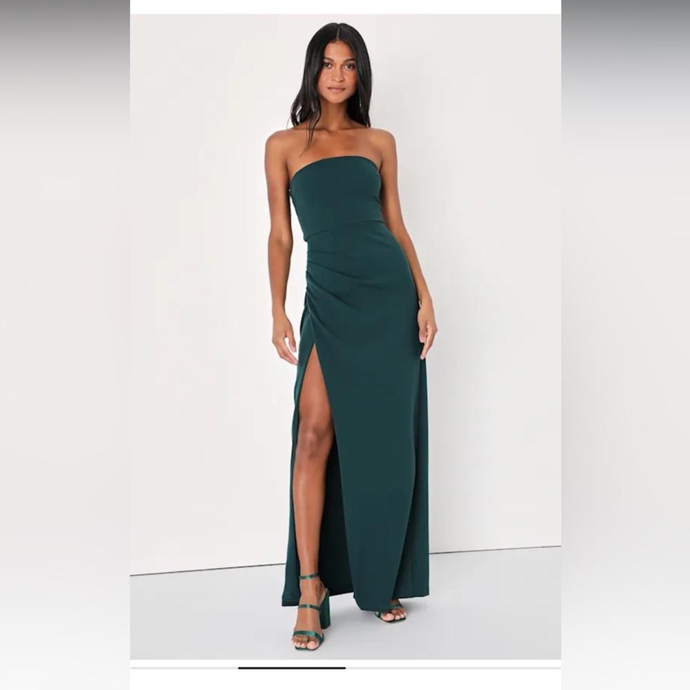 NWT Lulu's Emerald Green Strapless Maxi Dress